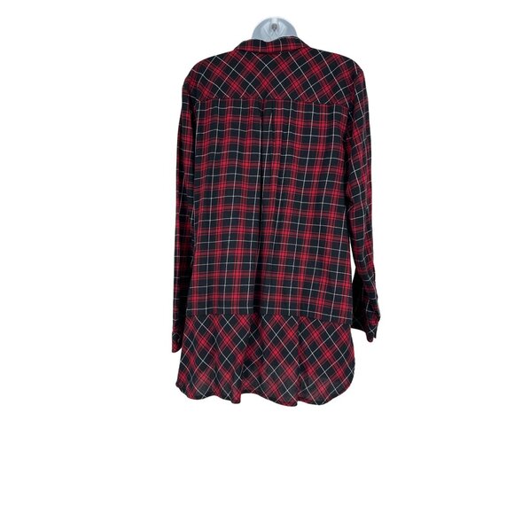 J. Jill Red Plaid Long Sleeve Button Front Blouse Holidays Festive Size L - Picture 5 of 9